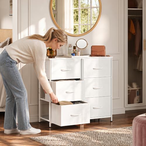 WLIVE Small Dresser Nightstand for Bedroom, 3 Drawers, White