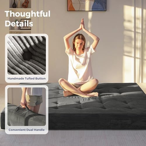 MAXYOYO Foldable Mattress, 8-Inch Tufted Futon Mattress with Handles