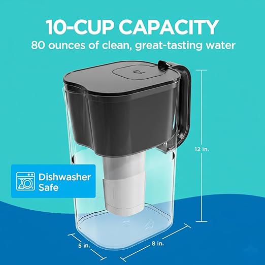 HOMEWATER 10-Cup Pitcher Filter – BPA-Free, High-Capacity 2.4L Pitcher - Image 7