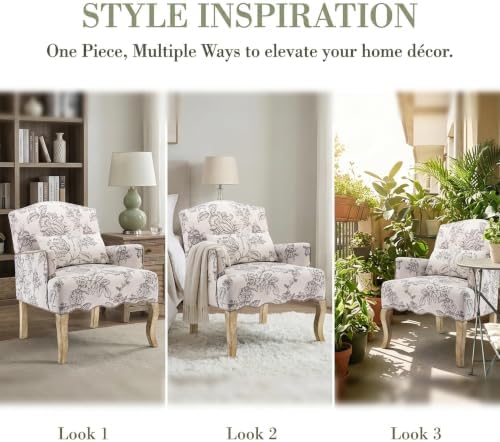 Floral Accent Chair Set of 2 Rustic Farmhouse Bedroom Chair Comfy