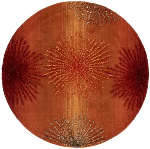 SAFAVIEH Soho Collection 6' Round Rust / Multi SOH712R Handmade Starburst...