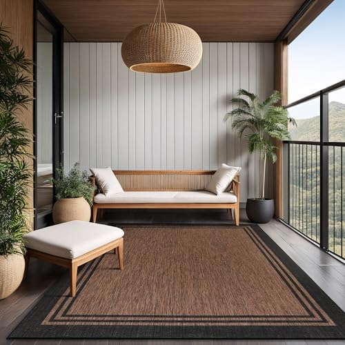 Luul Home Bordered Outdoor Rug 5x7 Washable Outside Carpet for Indoor Patio P...