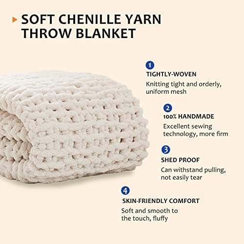 L'AGRATY Chunky Knit Throw Blanket for Couch, 50'' x 60''...