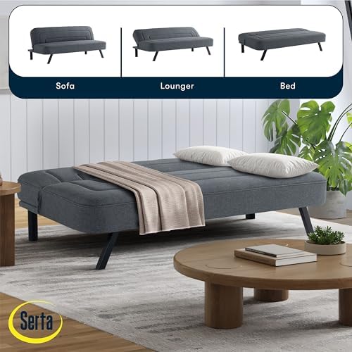 Serta Fairwood 66.1" Convertible Futon Sofa, Short Twin Size, Modern Boh...