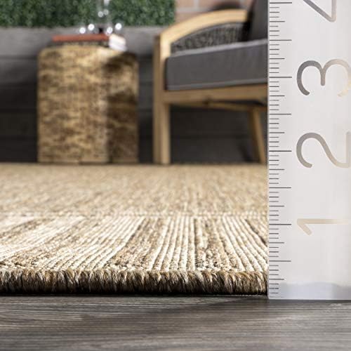 nuLOOM Asha Light Brown Bordered Indoor/Outdoor Area Rug, 6' 7" x 9&...