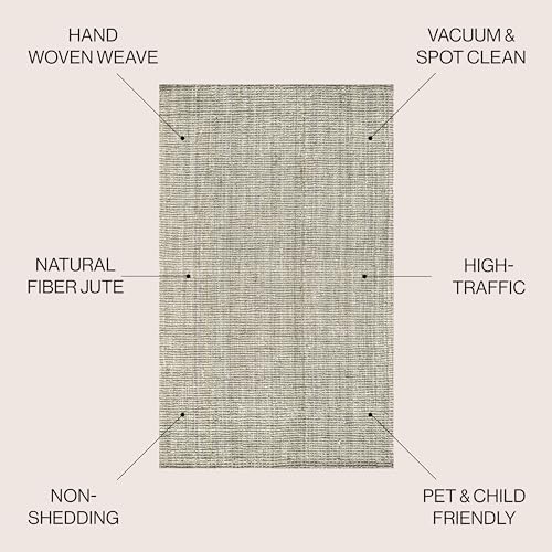 JONATHAN Y Pata Hand Woven Chunky Jute Gray Indoor Area Rug, 6x9, Bohemian, R...
