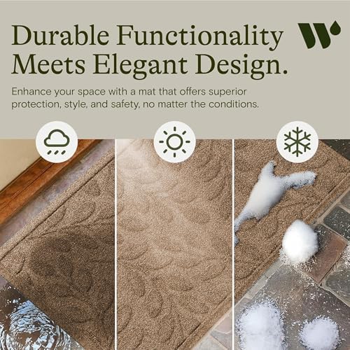 WaterHog Brittney Leaf Front Door Mat Indoor Outdoor Entrance, All-Weather