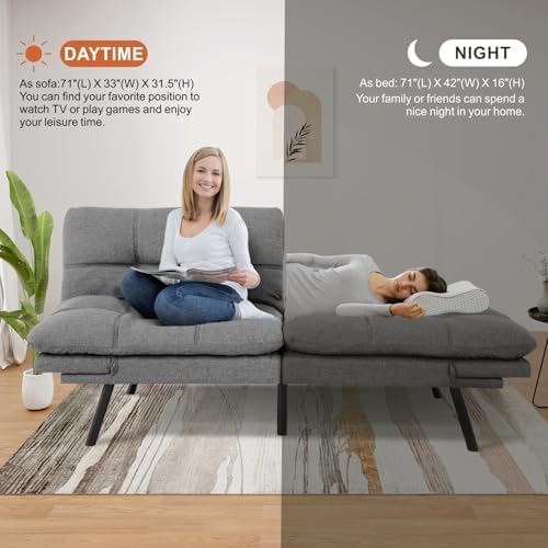 MUUEGM Futon Sofa Bed，Memory Foam Futon Convertible Couch Bed, Sofa Bed Couch...