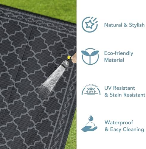 GarveeLife 10x20 Outdoor Rug Waterproof for Patio Decor, Foldable Reversible ...