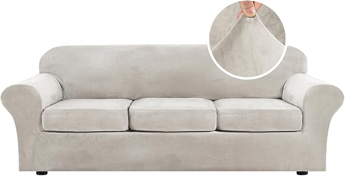 H.VERSAILTEX High Stretch Sofa Slipcover 4 Piece Cover Velvet Furniture by HVERSAILTEX