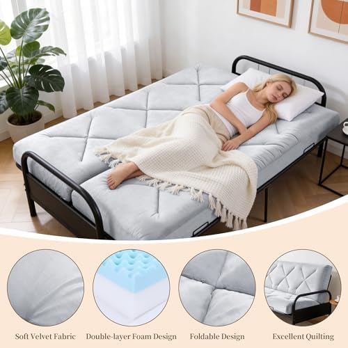 MABOZOO Foldable 6'' Full Size Futon Mattress, Dual-Sided Foam Design...
