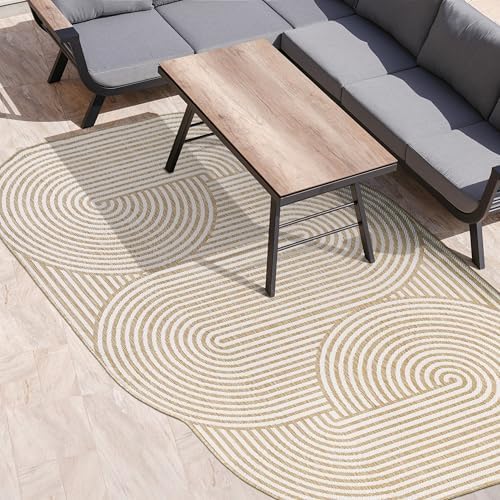 JONATHAN Y Geometric Arch Stripe Indoor Outdoor Area Rug 9X12 Cream/Natural, ...