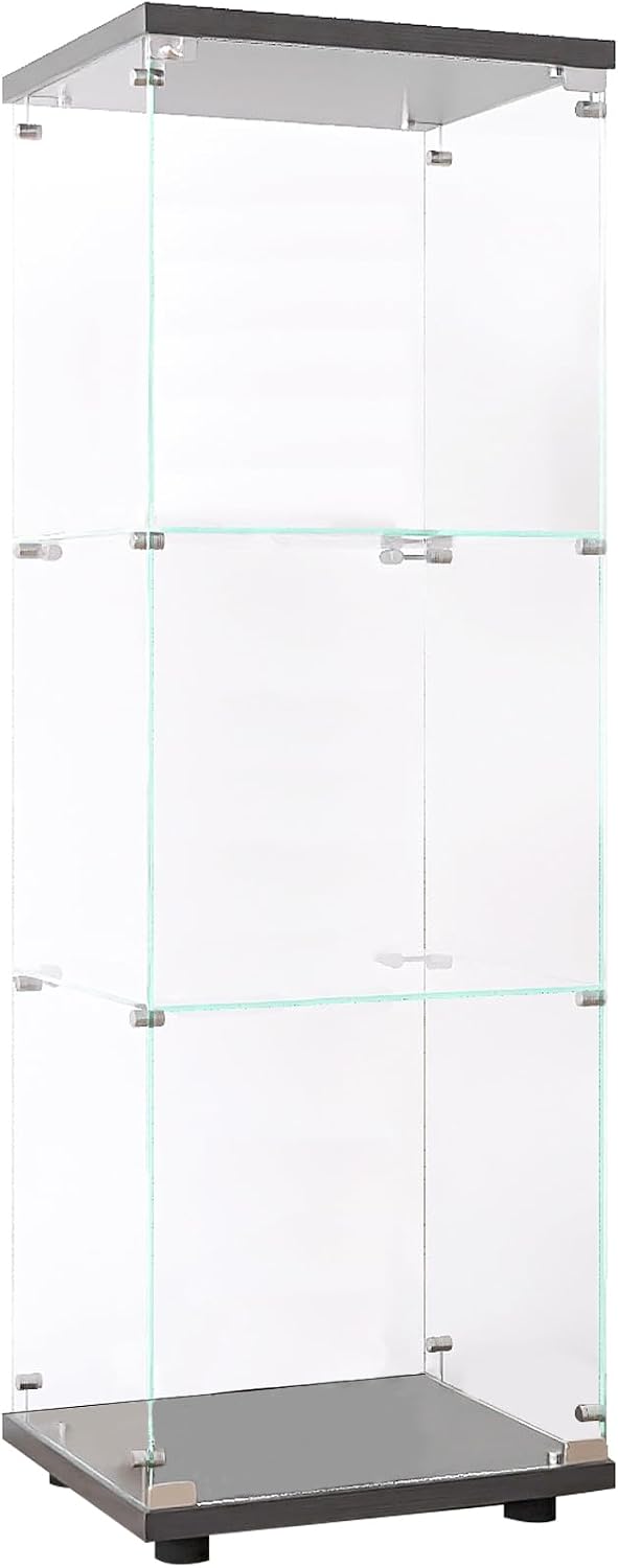Modern 49'' Contemporary 3-Shelf Case Glass Display Cabinet in Clear ...