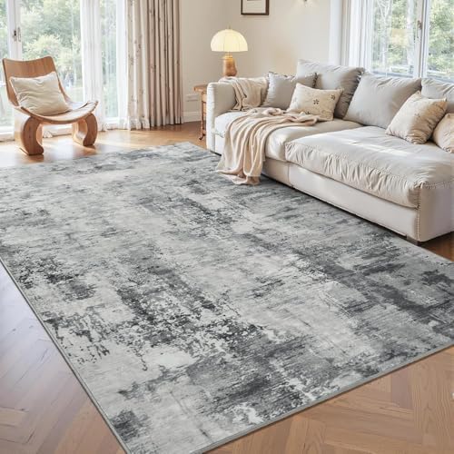 Beraliy Washable 5x7 Abstract Area Rugs for Living Room Bedroom, Grey