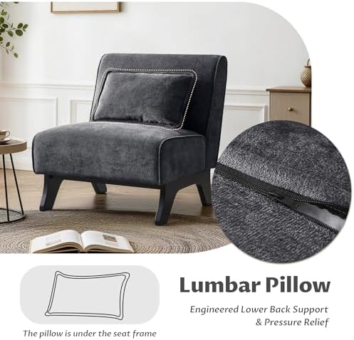 Armless Accent Chair Comfy Upholstered Modern Living Room Side Chair