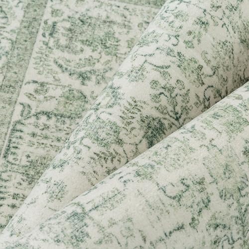 PureCozy Sage Green Area Rug 6x9 Vintage Floral