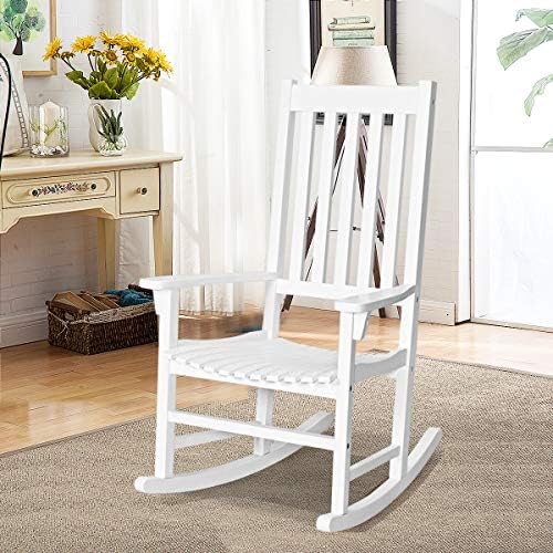 GIANTEX Rocking Chair Acacia Wood Frame Outdoor& Indoor for Garden, Lawn,...