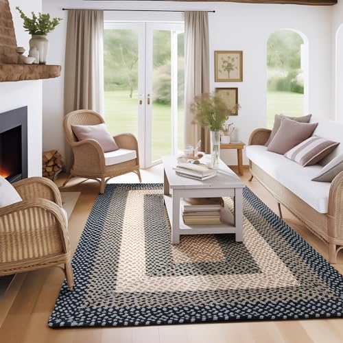 Super Area Rugs 5X8ft Farmhouse Braided Rug - Natural Soft Cotton Carpet for ...