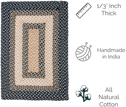 Super Area Rugs 5X8ft Farmhouse Braided Rug - Natural Soft Cotton Carpet for ...