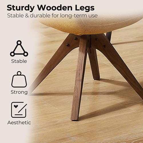 Zouron Mid Century Modern Accent Chair with Wooden Legs, Upholstered Swivel C...