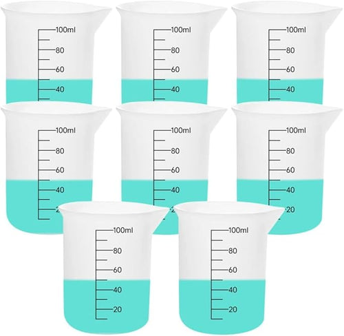8 PCS Silicone Measuring Cups Kits, Silicone Measuring Cup, 100ml Non-Stick by Supporteverydream
