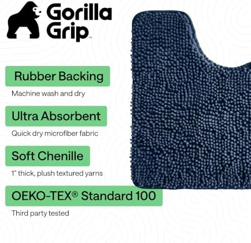 GORILLA GRIP Bathroom Area Rug Sets 2 Piece, Soft Chenille, 30x20 Navy