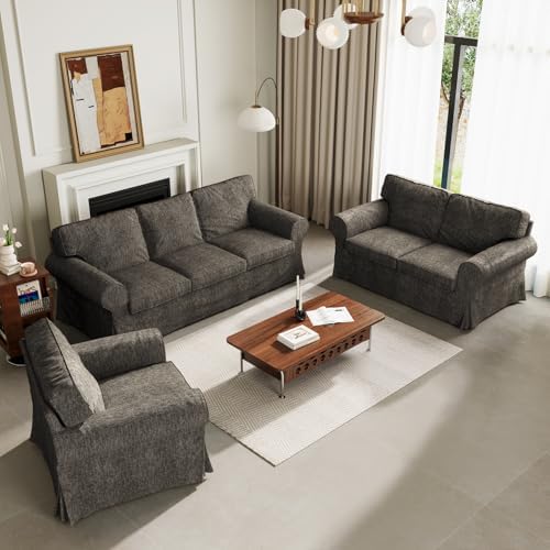MASWOND Sofa Cover for IKEA Ektorp 3 Seat Couch Cover, Dark Brown, 7pcs