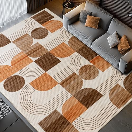 Soft Modern Geometric Abstract Large Machine Washable 5x7 Area Rug