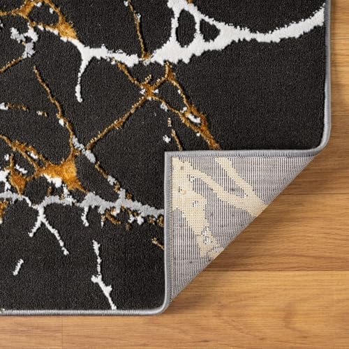 LUXE WEAVERS Modern Abstract Non-Shedding Area Rug Black 8x10