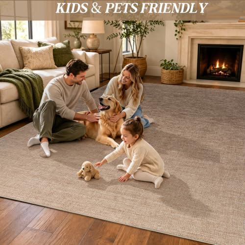 6×9 Easy Jute Rug Washable Rugs Low Pile Outdoor Indoor Farmhouse Neutral Non...