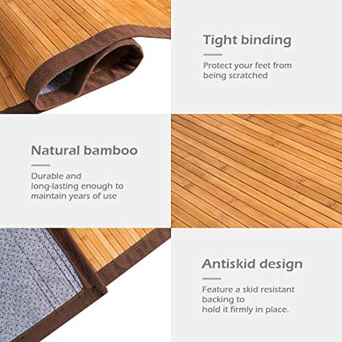 HAPPYGRILL Bamboo Area Rug, 5 x 8 Feet Floor Carpet, Floor Mat with Anti-Slip...