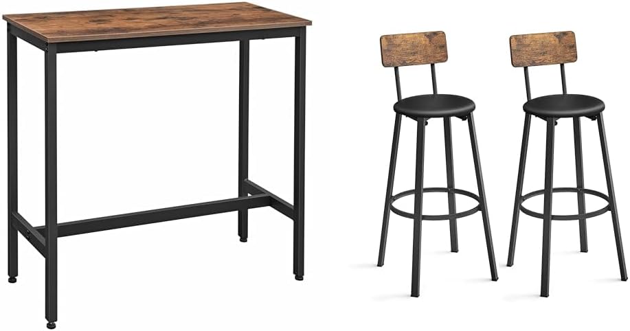 VASAGLE Bar Table 15.7 x 39.4 x 35.4 Inches, Rustic Brown and Ink Black ULBT1...