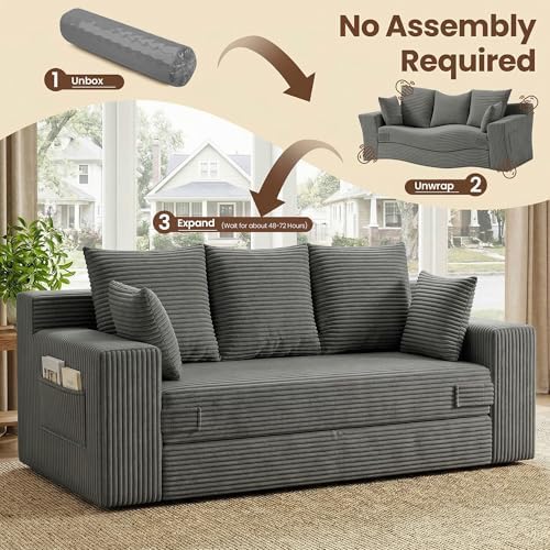 JUIKURY Boneless Couch 70 inch: 3-in-1 Convertible Sofa Bed Futon Couch Bed, ...