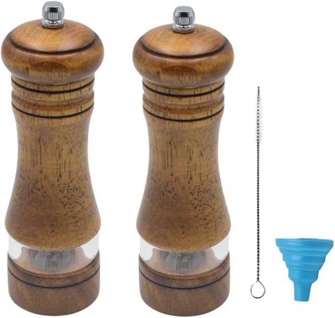 Classic Salt and Pepper Grinder Set, Refillable Salt and Pepper Mills, Manual by MASALACO