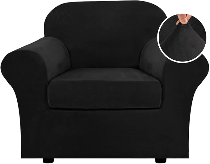 H.VERSAILTEX Rich Velvet Stretch 2 Piece Cover Chair Slipcover Sofa Cover by HVERSAILTEX