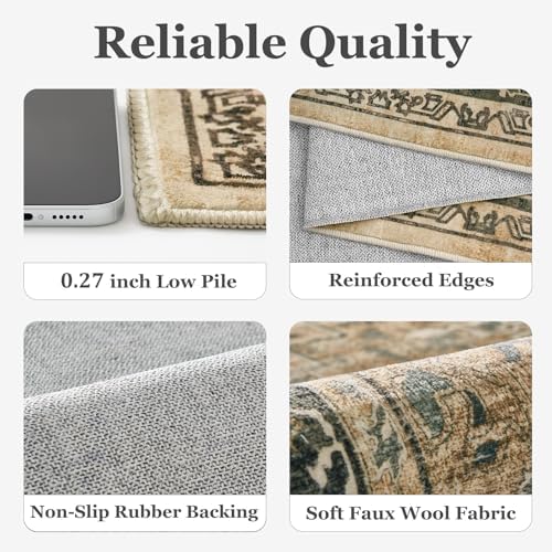 Vintage Distressed 5x7 Area Rugs for Living Room Bedroom Non Slip Washable, M...