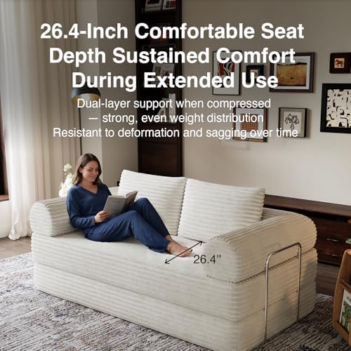 Novilla 75" Convertible Futon Sofa Bed, Boneless Couch with Smarts Coil®...