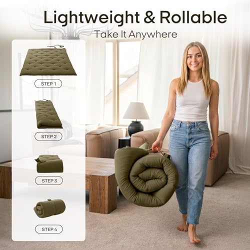 ZonLi Japanese Floor Mattress, 100% Cotton Cover Foldable Futon Mattress