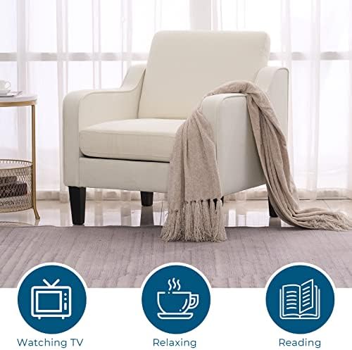 VINGLI Accent Chairs, Linen Upholstered Armchair for Living Room, Beige