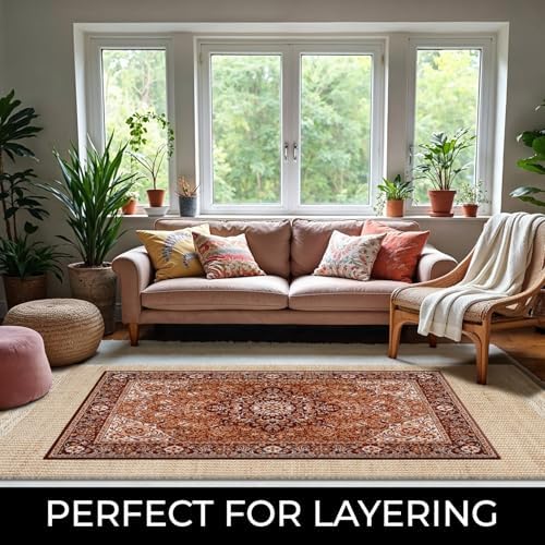 8x10 feet Natural Jute & Wool Area Rug,– Handwoven Mini Check Natural Fib...