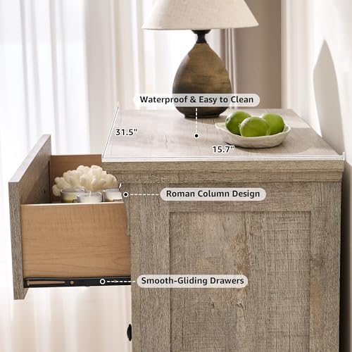 T4TREAM Farmhouse 5 Tall Drawers Dresser for Bedroom 47"H Chests of Drawers