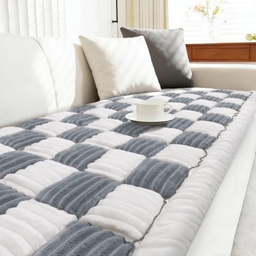 Dog Couch Cover Protector For Couches, Quilted Washable Non-Slip, Blue Gray | Couch Covers For Dogs, Couch Cover Checkered, PP Cotton Filling, Machine Washable for Sofa, Window Seat and Floor