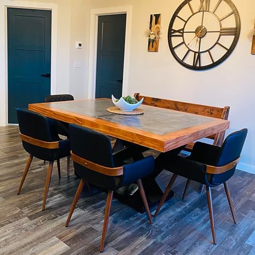 LUNLING Mid Century Modern Faux Leather Dining Chairs Set of 2, Black, Uphols...