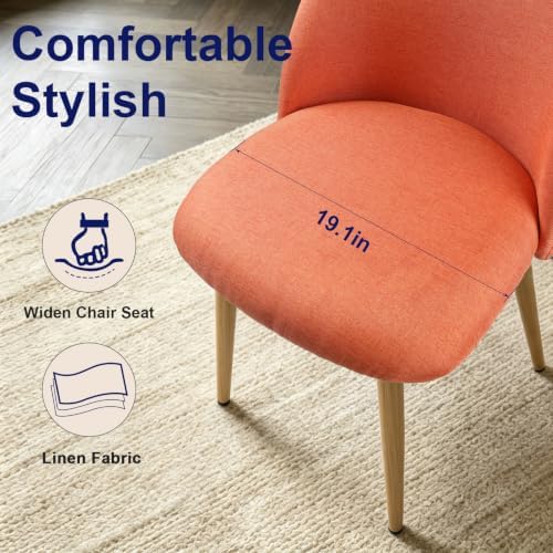 Lightdot Linen Fabric Dining Chairs Set of 2, Accent Chairs Kitchen Chairs