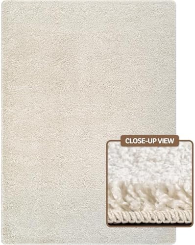 Area Rug 6x9 Bone Washable Indoor Rug Solid Non Slip Easy to Clean Non Sheddi...