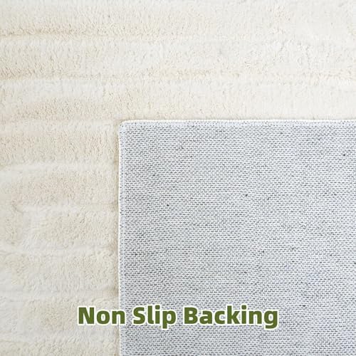 Beige Solid Area Rug 9x12 Large Washable Soft Rugs for Living Room