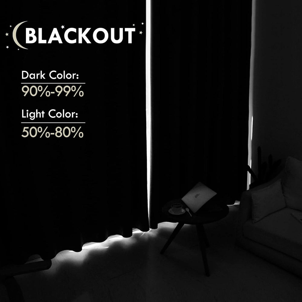 DWCN Wide Blackout Curtains for Bedroom Living Room 70 x 72 Inch Long Black