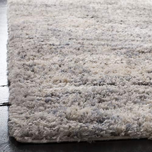 SAFAVIEH Berber Shag Rug 8x10, Large Grey Blue & Cream BER219G