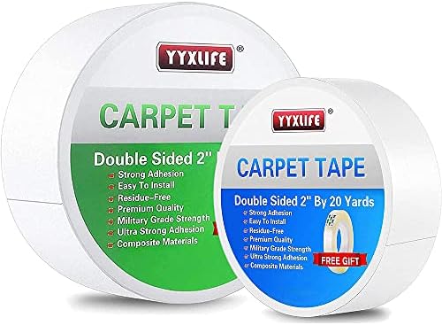 YYXLIFE 2-Sided Carpet Tape, Removable Multi-Purpose Heavy Duty, for Hardwood & Outdoor Rugs, 2" x20/30YD