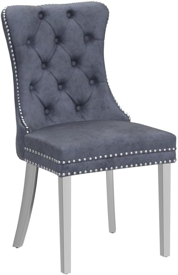 KCC Velvet Dining Chairs Set of 2, Upholstered High-end Tufted Dining Room Ch...